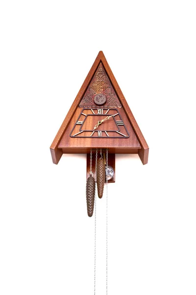 Vintage Cuckoo Clock Isolated Creative Background Cuckoo Clock Hanging Wall — Fotografia de Stock