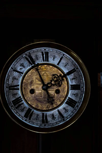 Old Wooden Clock Pendulum Hanging Wall — Stock Photo, Image