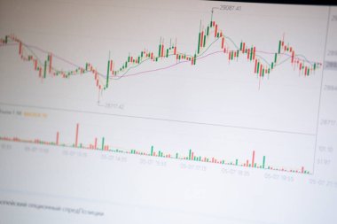 Kripto para değişimi konsepti. Mavi zemin üzerinde piyasa grafiği. indirme listesini paylaş