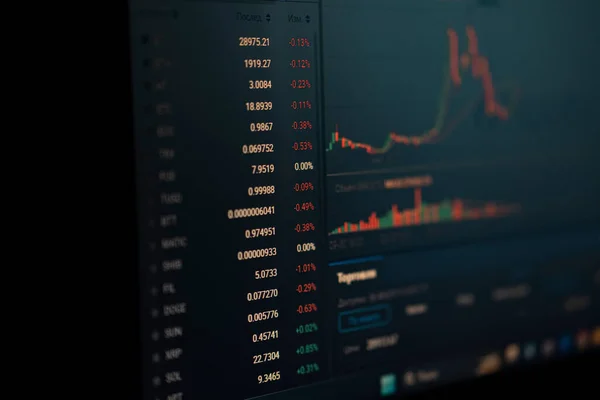 Kripto para değişimi konsepti. Mavi zemin üzerinde piyasa grafiği. indirme listesini paylaş
