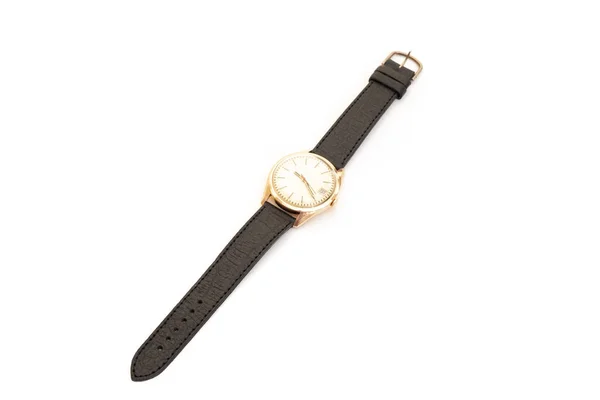Golden Wrist Watch White Background Vintage Watch Times Ussr — Stock Photo, Image