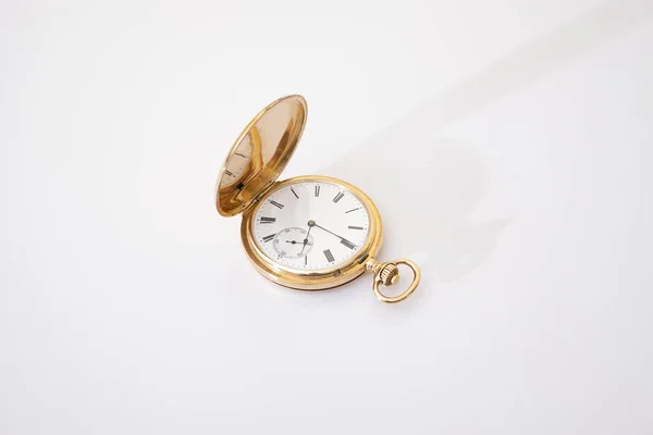 Vintage Złoty Zegarek Kieszonkowy Longines Izolowane Białym Tle Zegarek Kieszonkowy — Zdjęcie stockowe