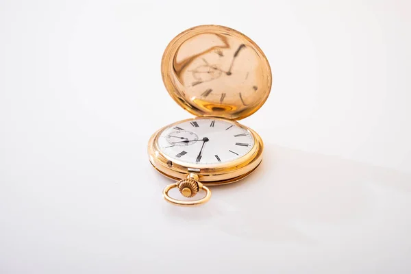 Vintage Χρυσό Ρολόι Τσέπης Longines Απομονώνονται Λευκό Φόντο Ρολόι Τσέπης — Φωτογραφία Αρχείου