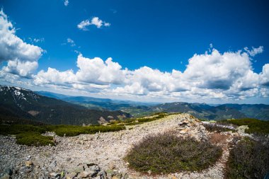 Karpatlar 'ın Ukrayna' daki dağ manzarası, seyahat ve sağlıklı yaşam tarzı.
