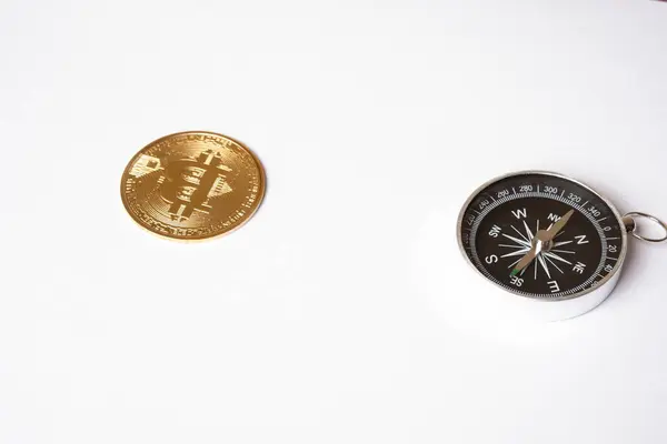Bitcoin Комп Ютері Background Концепція Інвестування Біткоїн Криптовалюту Криптовалюта Монети — стокове фото