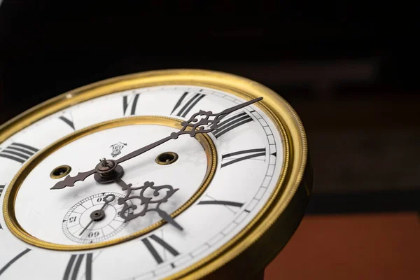 Vintage Clock Hands Close View Clock Face Historical Watches Golden — Stock Fotó