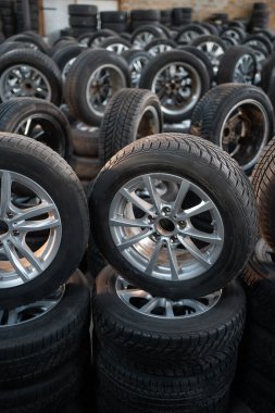 new rubber tyre or different wheels in warehouse