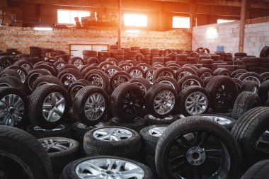 new rubber tyre or different wheels in warehouse