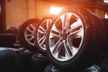 new rubber tyre or different wheels in warehouse