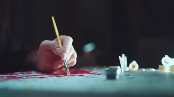 Kobiecy Rysunek Ręczny Malowany Numerami Pędzlem Olejkiem — Wideo stockowe