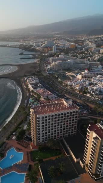 Playas Lujo Hoteles Canarias Isla Tenerife Aguas Azules Palmeras Villas — Vídeos de Stock