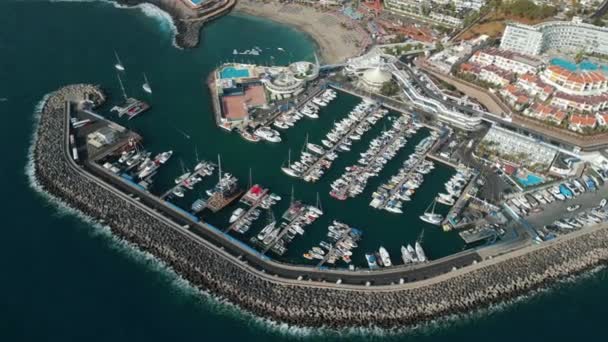 Porto Baía Porto Com Barcos Luxo Iates Navios Águas Oceânicas — Vídeo de Stock