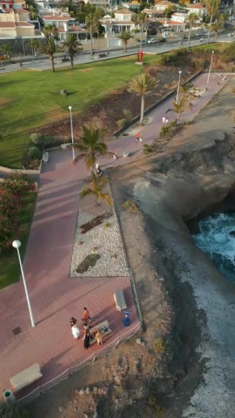Widok Lotu Ptaka Wybrzeże Oceanu Costa Adeje Hotele Kurorty Teneryfa — Wideo stockowe