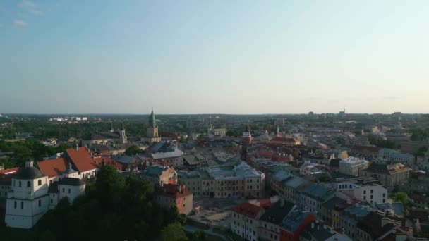 Stare Miasto Przytulnymi Domkami Kolorowymi Dachami Lublin Polska Wysokiej Jakości — Wideo stockowe