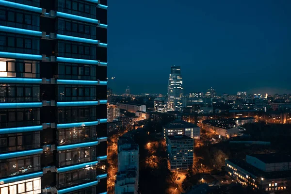 Beautiful Night City Urban View Light Illuminated Capital Kiev Kyiv — Stock Photo, Image