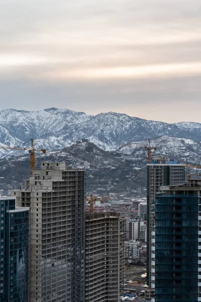 stock image modern constructions of tall skyscraper buildings in city, Batumi, Georgia. High quality photo