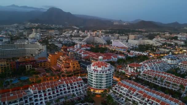 Luksusowe Hotele Kurorty Wybrzeżem Wyspy Kanaryjskiej Teneryfa Południe Antena Wysokiej — Wideo stockowe