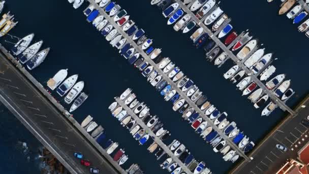 Přístav Záliv Nebo Přístav Luxusní Lodě Jachty Lodě Modré Oceánské — Stock video