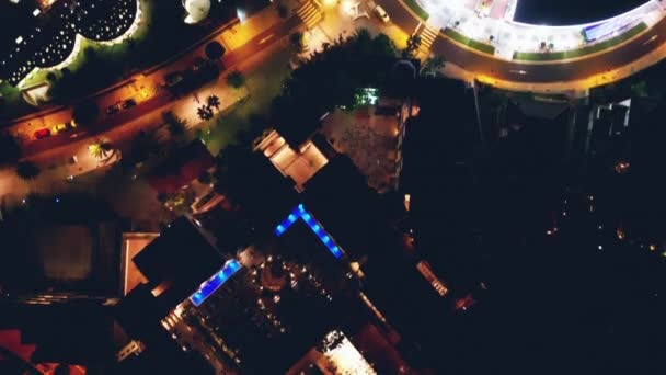 Ciudad Nocturna Iluminada Del Centro Calles Ligeras Del Distrito Financiero — Vídeos de Stock