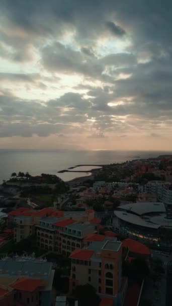 Sun Set Ocean Coastal Hotels Beach Costa Adeje Tenerife Canary — Stock Video
