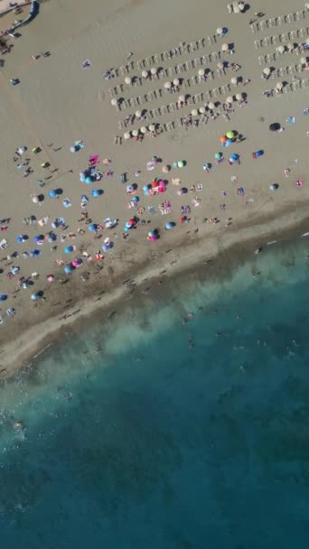 Piękny Widok Lotu Ptaka Wybrzeże Plaży Turkusowo Niebieską Przezroczystą Wodą — Wideo stockowe