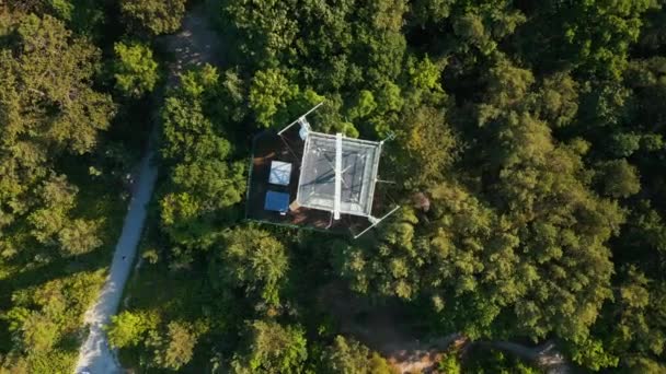 Torre Observação Fronteira Com Radar Antena Sapato Mar Com Floresta — Vídeo de Stock