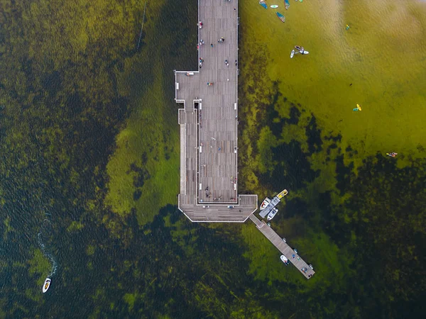 Molo Pier Des Polnischen Dorfes Jastarnia Wasser Der Ostsee Drohnenblick — Stockfoto