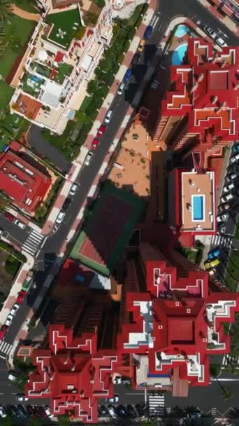 Ciudad Tropical Con Rascacielos Parque Palmeras Verdes Puerto Cruz Tenerife — Vídeos de Stock