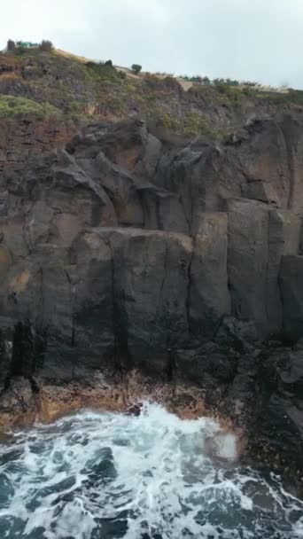 Rocas Patrón Piedra Acantilado Gris Natural Superficie Rocosa Imágenes Alta — Vídeos de Stock