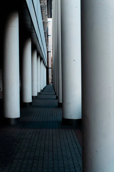 Perspektive Der Betonsäulen Des Modernen Bauens Hochwertiges Foto — Stockfoto