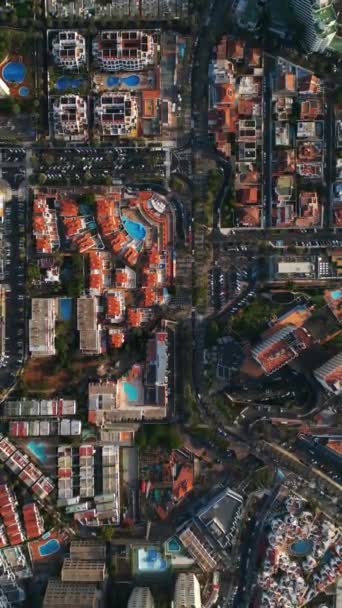 Drone View Hotels Resorts Villas Canary Island Southern Tenerife Costa — Vídeo de Stock
