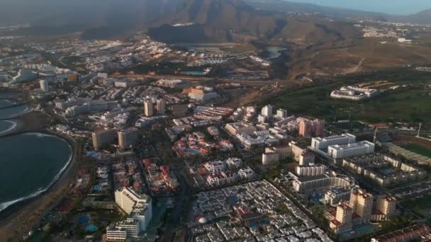 Playas Lujo Hoteles Canarias Isla Tenerife Aguas Azules Palmeras Villas — Vídeo de stock
