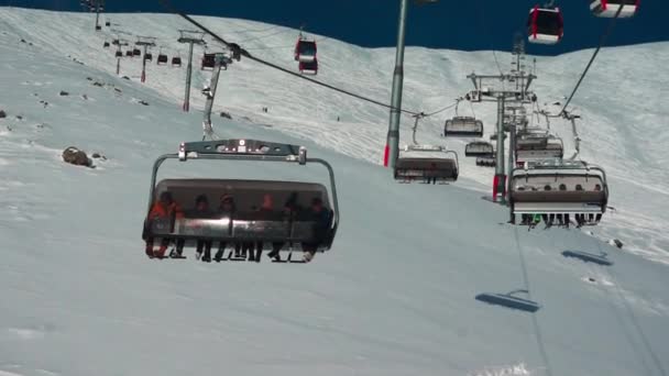 Cableway Ski Lift Winter Mountains Ski Resort High Quality Fullhd — Stock Video