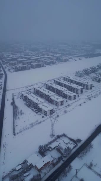 Kuzeyde Kar Yağışı Avrupa Kenar Mahallelerinde Kar Fırtınası Avrupa Kar — Stok video