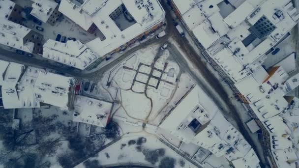 Biała Śnieżna Zima Nad Starym Miastem Europy Lublin Burza Śnieżna — Wideo stockowe