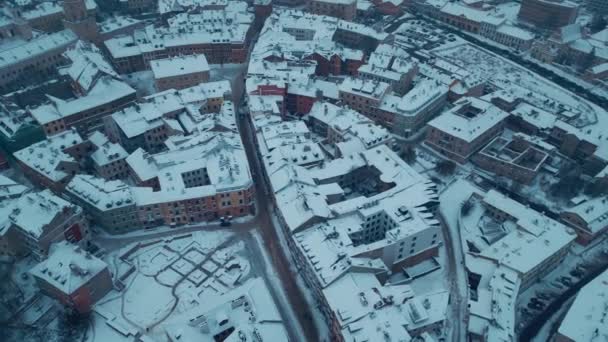 Avrupa Nın Eski Kenti Lublin Üzerinde Kar Fırtınası Kar Yağışı — Stok video