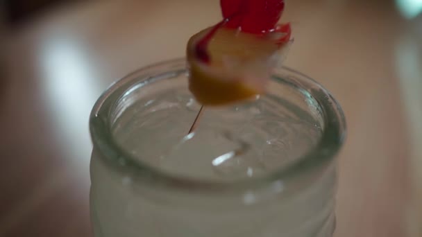 Transparent Cocktail Stylish Mug Tequila Syrup Citrus Juice — Stock Video