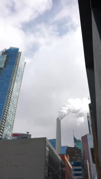 Rura Kominowa Parą Wodną Nowym Jorku Lub Toronto Komin Dymny — Wideo stockowe