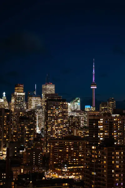 Night Toronto City Downtown Skyline Twilight Tower Skyscrapers Financial District — Stock Photo, Image