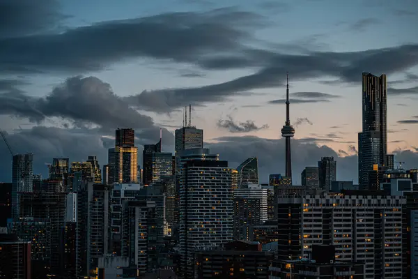 Sunset Toronto City Downtown Skyline Sunrise Tower Skyscrapers Financial District — Stock Photo, Image