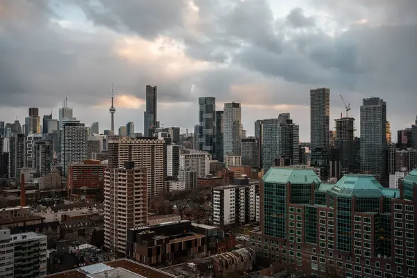 Toronto City Downtown Skyline Clouds Tower Skyscrapers Financial District Canada — Stock Photo, Image