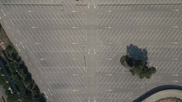 Obrovské Prázdné Parkoviště Bez Aut Parkovištích Letecké Drone Pohled Vysoce — Stock video