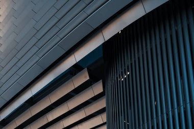 İspanya, Madrid 'deki Santiago Bernabeu Stadyumu' nun modern fütüristik yapısının karmaşık şekli ve biçimleri. Yüksek kalite fotoğraf