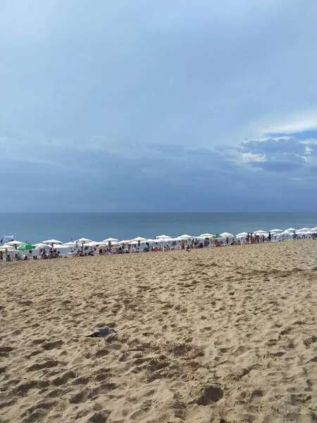 Вид Здалеку Пляж Несебр Хмарний — стокове фото