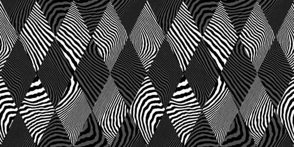 Seamless Tiger Stripe Zebra Skin Diamond Harlequin Contemporary Patchwork Fashion — Stock Photo, Image