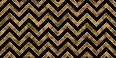Kusursuz altın Cheugy Chevron Zigzag deseni. Siyah arka planda klasik, soyut, altın kaplamalı, rahatlatıcı heykel. Modern zarif metalik lüks fon. Maximalist yaldızlı duvar kağıdı 3D görüntüleme