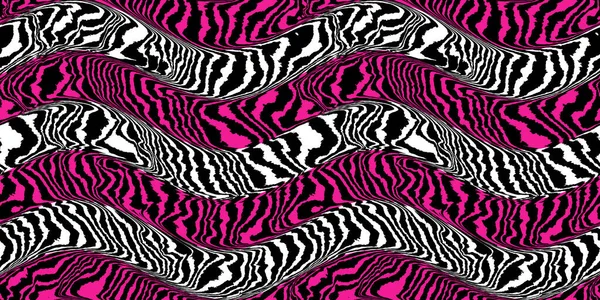 Listra Tigre Psicodélico Rosa Quente Sem Costura Pele Zebra Listras — Fotografia de Stock