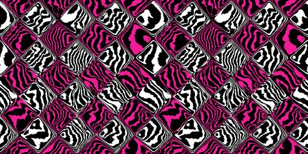 Listra Tigre Psicodélico Rosa Quente Sem Costura Zebra Pele Diamante — Fotografia de Stock