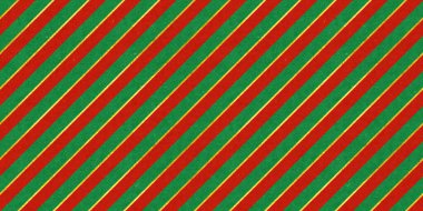 Kırmızı ve yeşil renkli, pürüzsüz desenli, köşegen şekerlemeli, parlak altın folyo süslemeli Noel desenli. Retro xmas kartı arkaplanı, kış tatili arkaplanı veya ambalaj kağıdı