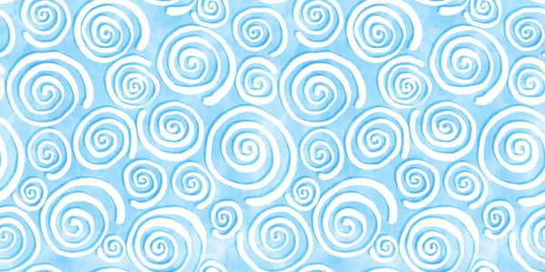 Tranquil Blue Seamless Playful Hand Drawn Kidult Pinwheel Squiggly Line — Stock Photo, Image
